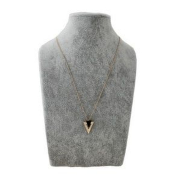 Black and Gold Triangle Necklace - Picture 7 of 8